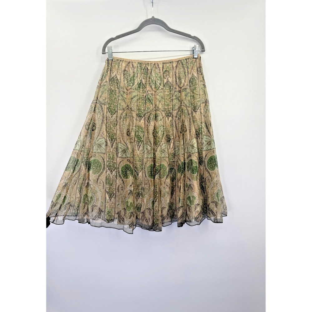 VTG Y2K Elie Tahari Silk Garden Floral Skirt 4 Botanical Granola Boho Layered